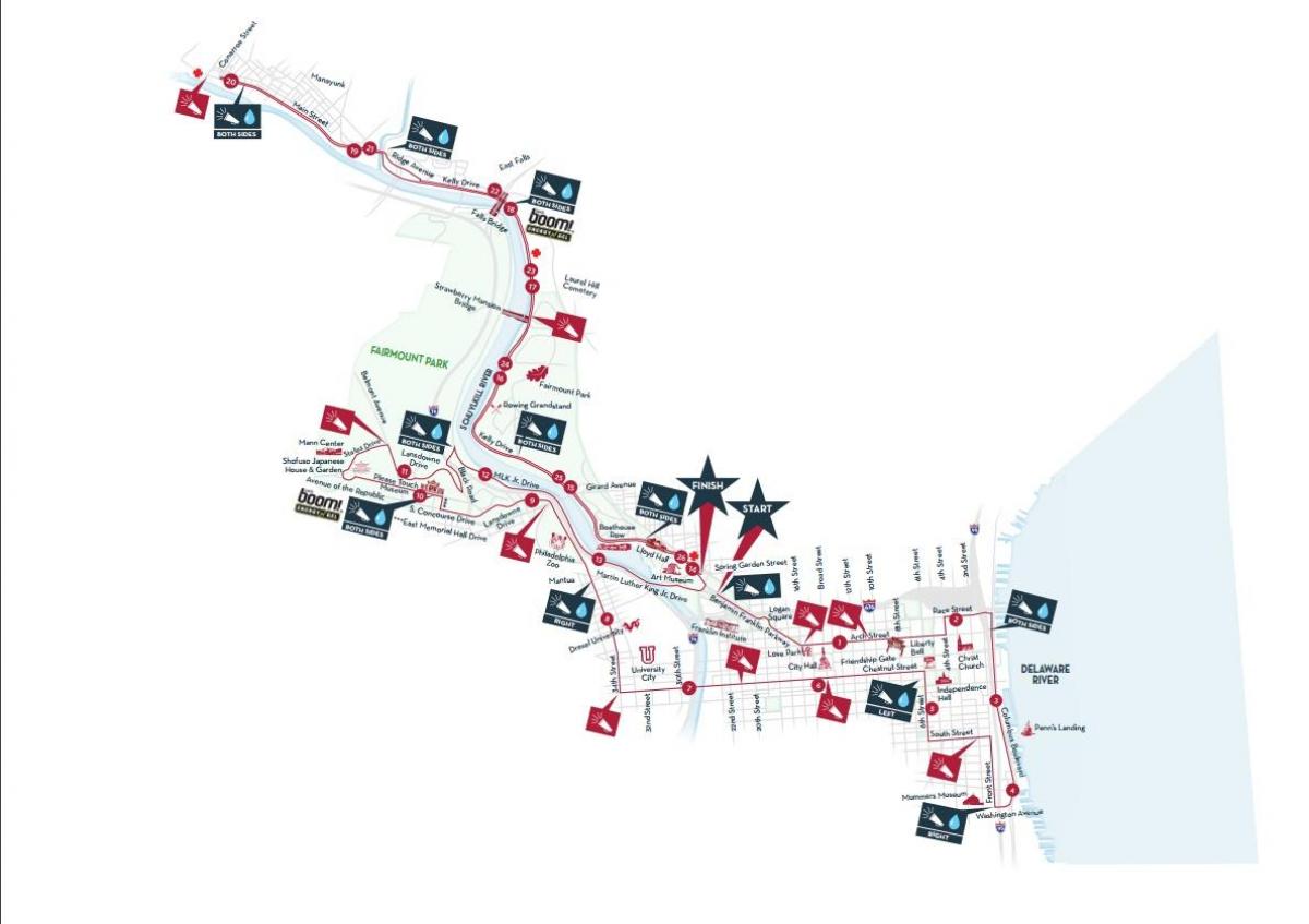Filadélfia maratona mapa de 2015