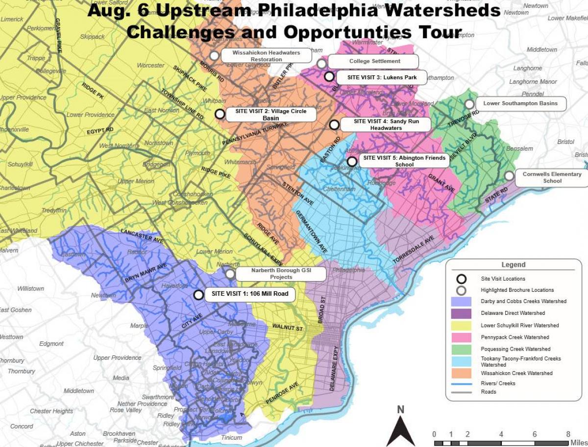 mapa de Filadélfia subúrbios