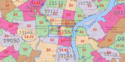 Filadélfia e áreas circundantes mapa