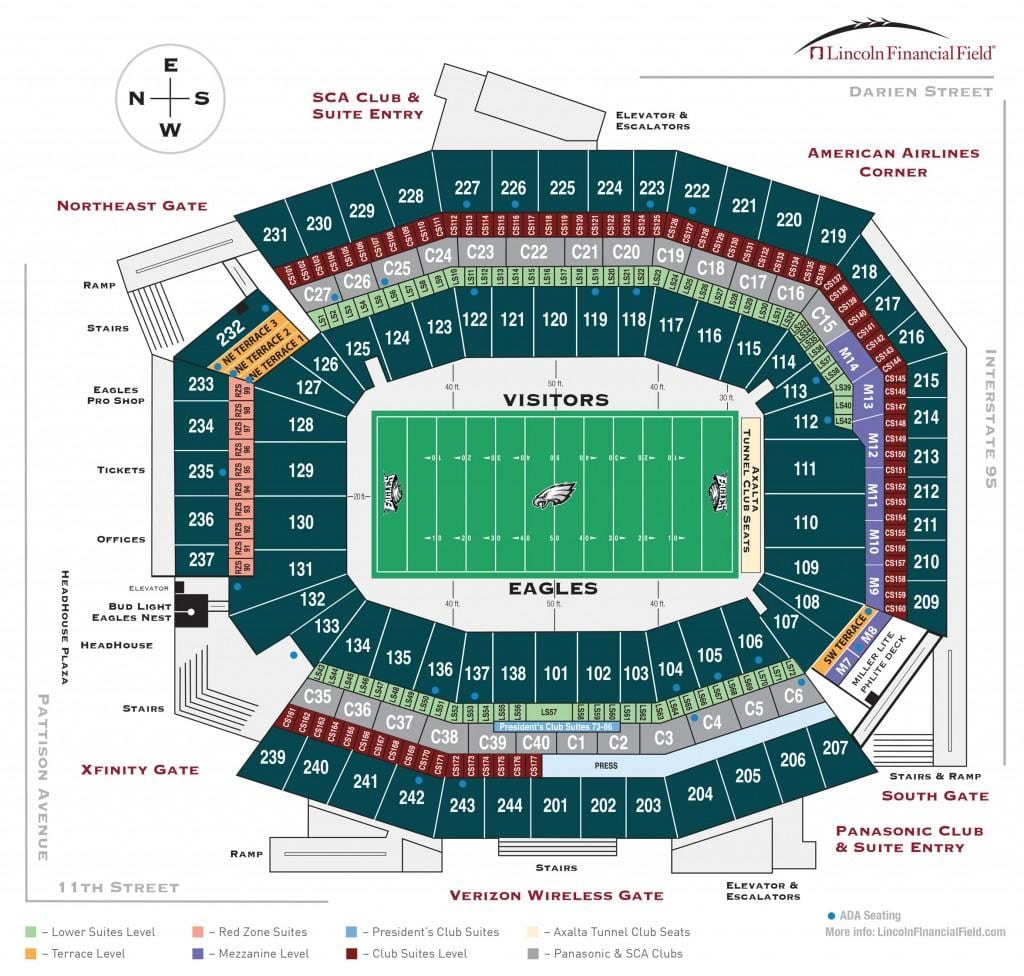 Philadelphia eagles estádio mapa