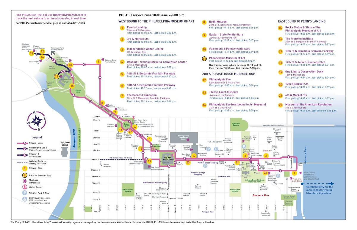 big bus tour mapa de Filadélfia