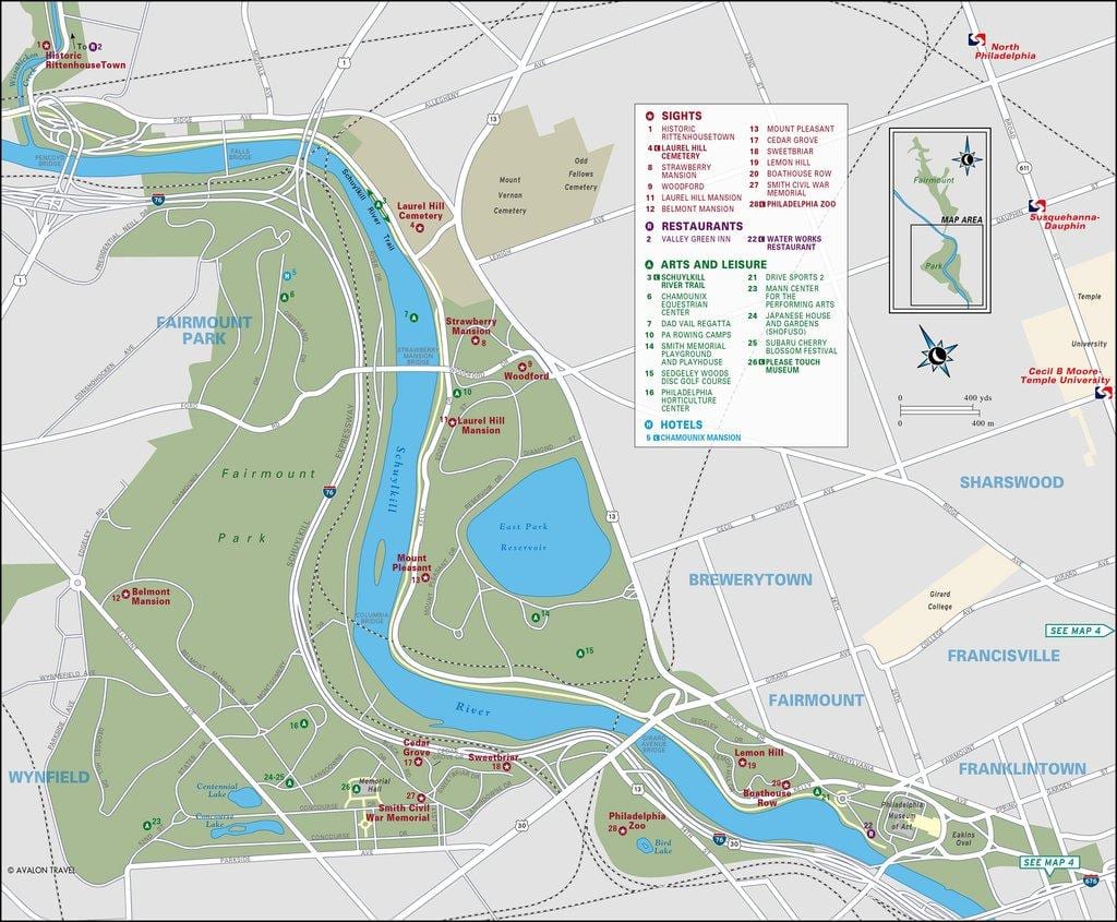 mapa do fairmount park Filadélfia