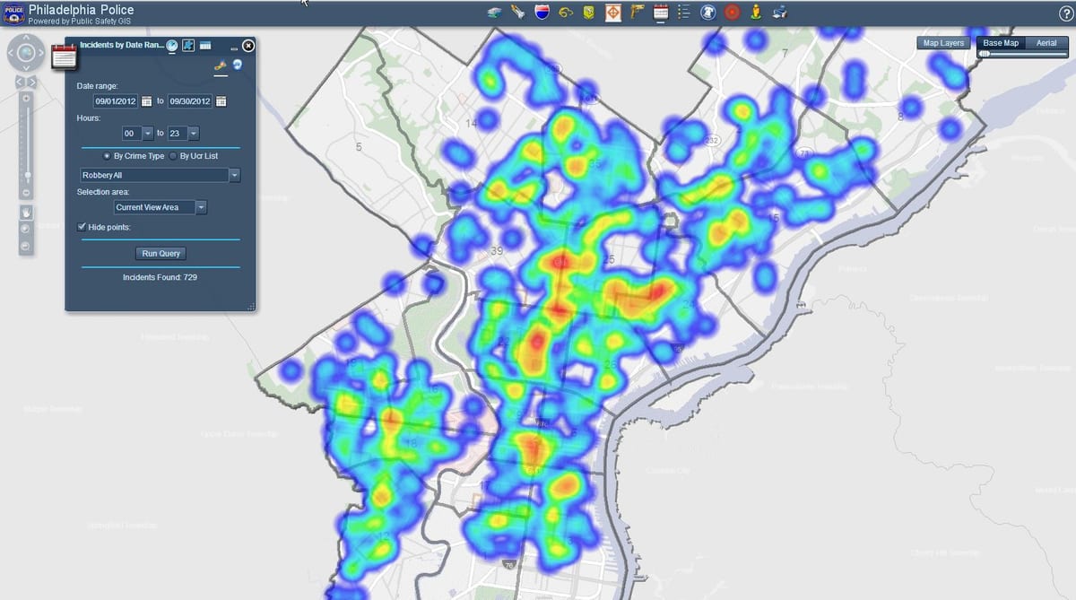 crime mapa de Filadélfia