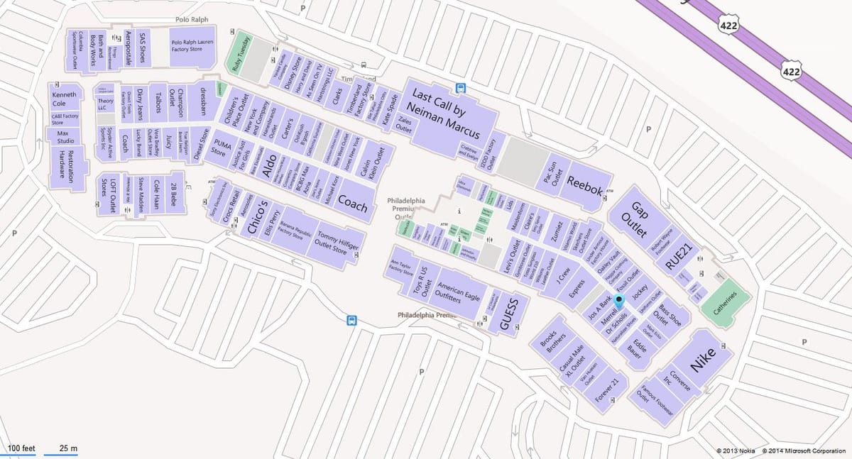 mapa de Philadelphia premium outlets