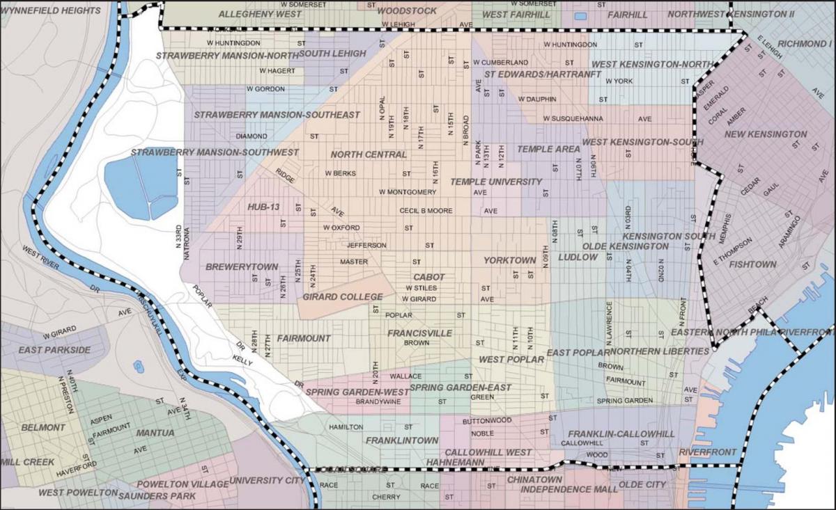 mapa de Filadélfia badlands