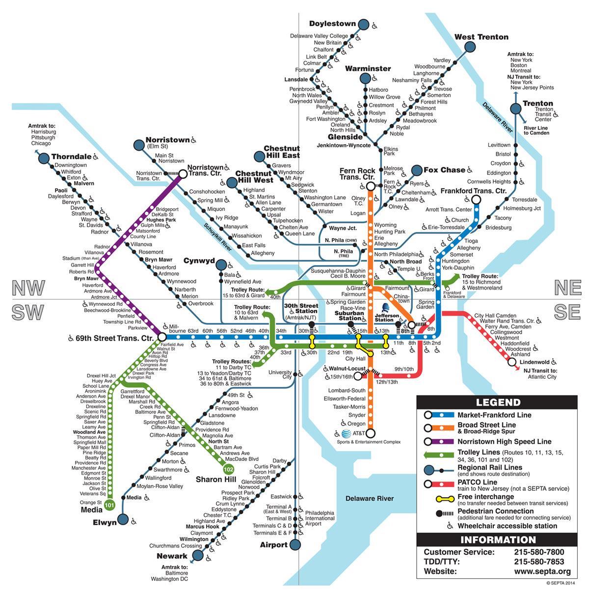 mapa do metrô da Filadélfia