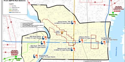 Ônibus Septa mapa de rotas