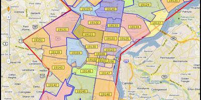 Philadelphia Zip Code Map With Streets Filadelfia Mapa Mapas Da Filadelfia Pensilvania Eua