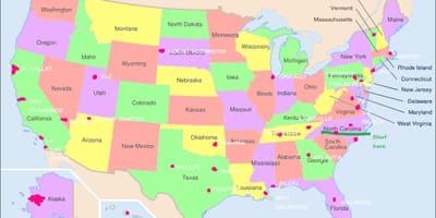Filadélfia no mapa dos eua