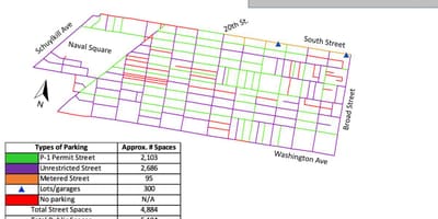 Estacionamento gratuito na rua Filadélfia mapa